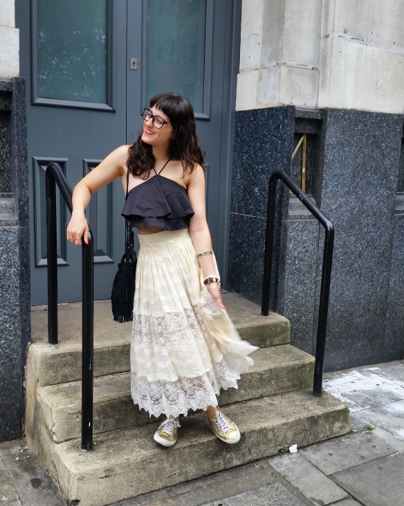 What I wore: lace & trainers